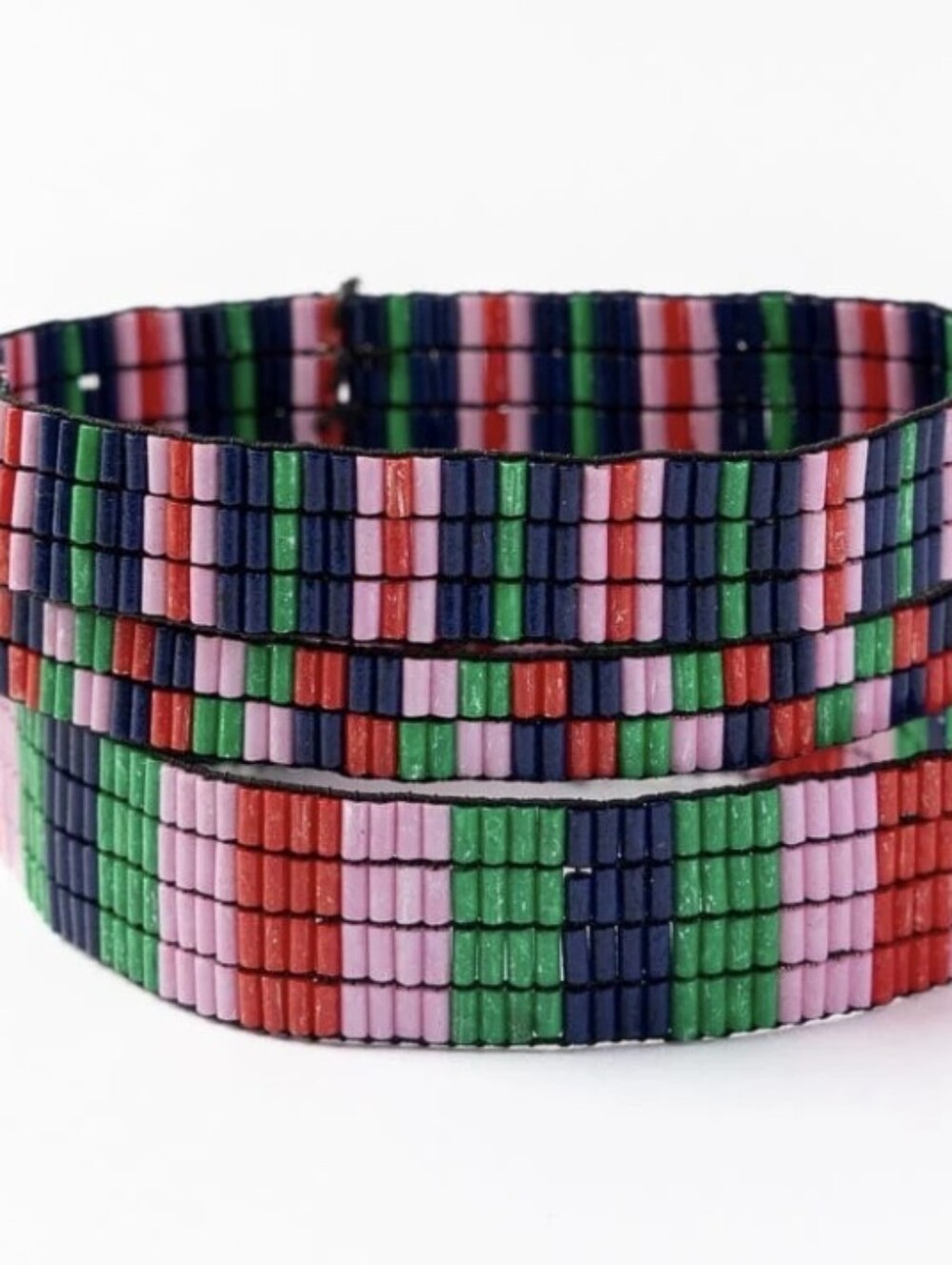 INK +ALLOY Dylan Bracelet Stretch Set Of 3 Navy, Green, Red, and Pink.